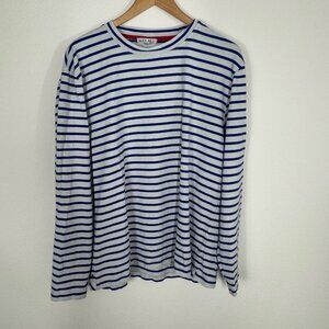 Alex Mill Striped T Shirt Size Large Long Sleeve White Blue